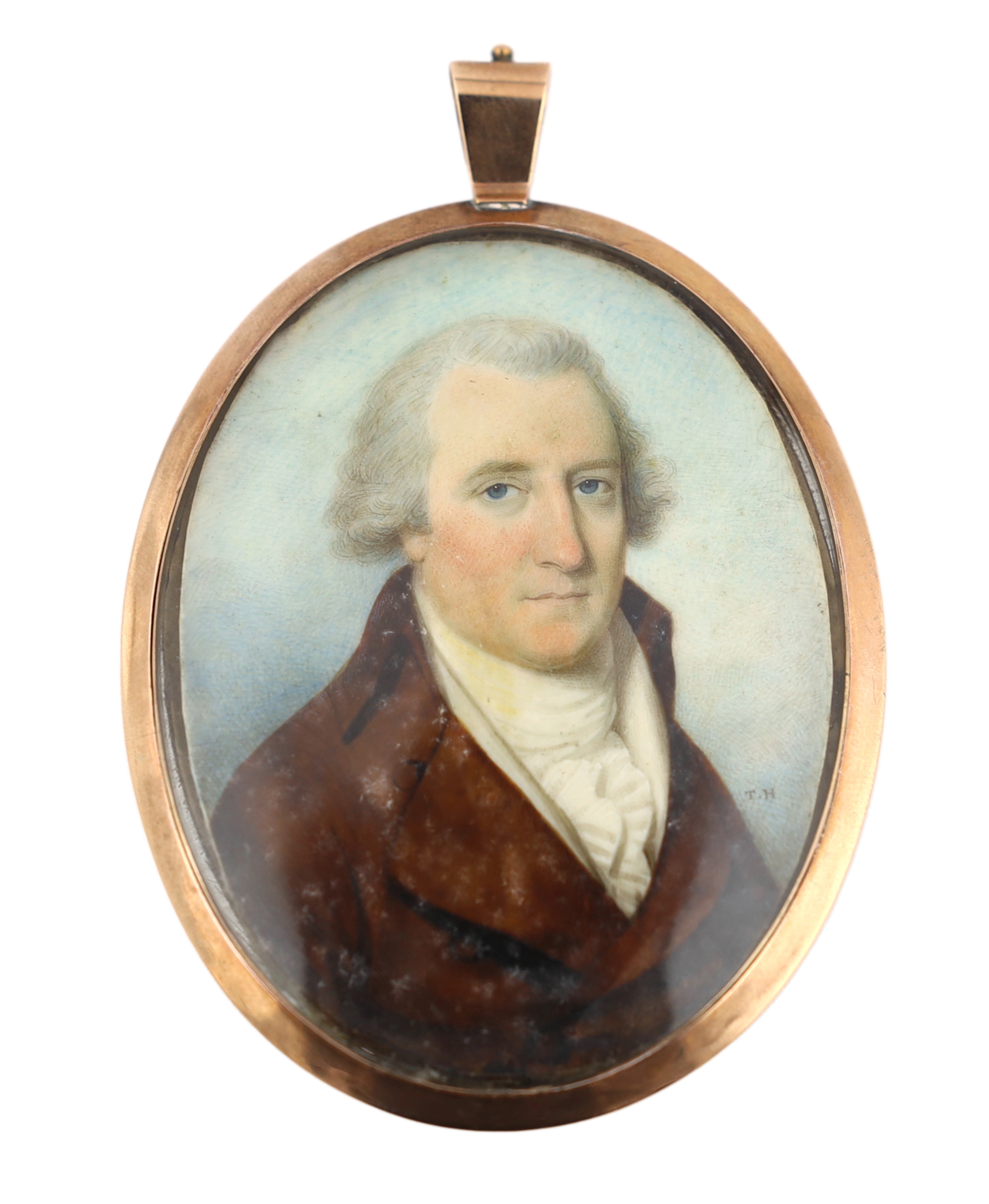 Thomas Hazlehurst (English, 1740-1821), Portrait miniature of a gentleman, watercolour on ivory, 6.6 x 5cm. CITES Submission reference M89ZLJ3C
